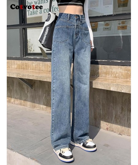 High Waisted Jeans for Women 2022 Fashion Vintage Streetwear Mom Jeans Wide Leg Jeans Straight Full Length Y2k Pants $55.82 -...