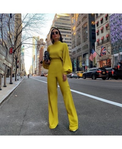 Casual Wide Leg Summer Bodycon Jumpsuit Women Overalls Long Sleeve White Black Skinny Rompers Solid Color Female $53.05 - Jum...