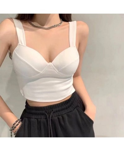 Built In Bra Tank Tops For Women Summer Backless Camisole Tube Crop Top Sexy Sleeveless Short Camis Girls Push Up Corset $18....