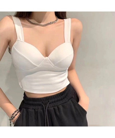 Built In Bra Tank Tops For Women Summer Backless Camisole Tube Crop Top Sexy Sleeveless Short Camis Girls Push Up Corset $18....