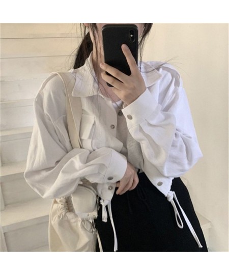 Basic Jackets Women Spring Cropped Cargo Outwear Korean Style All-match Tunic Lapel Streetwear Punk Girl Pockets Fashion $29....