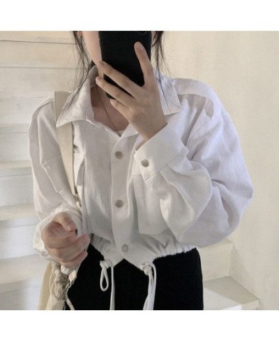 Basic Jackets Women Spring Cropped Cargo Outwear Korean Style All-match Tunic Lapel Streetwear Punk Girl Pockets Fashion $29....