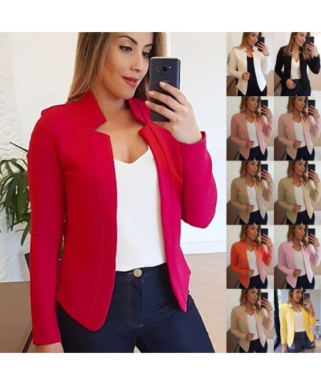 Womens Jackets Women Thin Coat Spring Female Long Sleeve Open Stitch White Coats Femme Plus SIze 5XL Clothes $37.88 - Suits &...