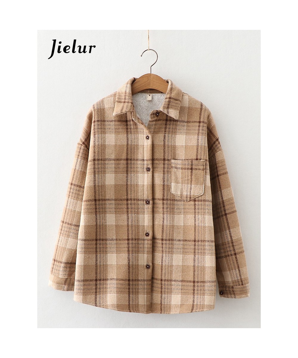 Fashion Thick Velvet Plaid Shirts Women Winter Keep Warm Blouses and Tops New Casual Slim Female Clothes Outwear $49.71 - Wom...