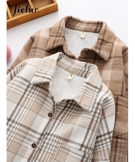 Fashion Thick Velvet Plaid Shirts Women Winter Keep Warm Blouses and Tops New Casual Slim Female Clothes Outwear $49.71 - Wom...