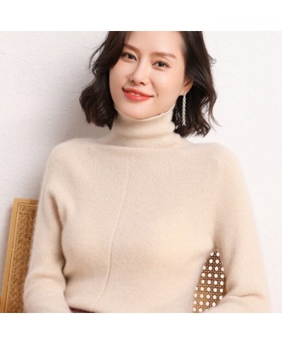 Women High Elastic Pullover 100% Cashmere Sweater Winter New Turtleneck Sweater Female Warm Soft Basic Jumper Solid Slim Tops...