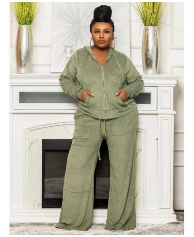 Plus Size Women's Clothing Two Piece Outfits Puff Long Sleeve Crop and Pants Matching Street Wear Wholesale $59.66 - Plus Siz...