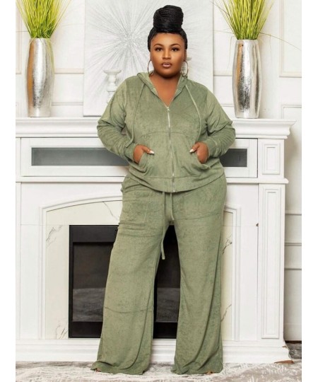 Plus Size Women's Clothing Two Piece Outfits Puff Long Sleeve Crop and Pants Matching Street Wear Wholesale $59.66 - Plus Siz...