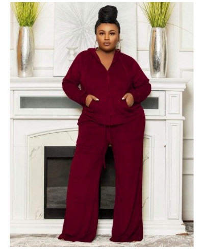 Plus Size Women's Clothing Two Piece Outfits Puff Long Sleeve Crop and Pants Matching Street Wear Wholesale $59.66 - Plus Siz...