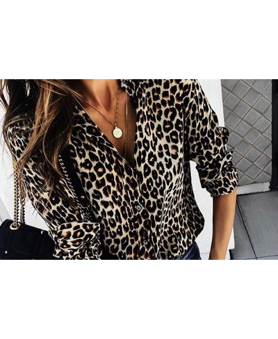 Women Long Sleeve Leopard Blouse V neck Shirt New 2023 leopard shirt with extraordinary temperament $31.36 - Tops & Tees