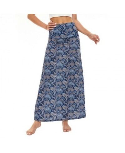 2022 Summe Woman Skirts High Waist Elastic Mujer Faldas Beach Holiday Bohemian Print Vintage Midi Skirt Casual Female Faldas ...