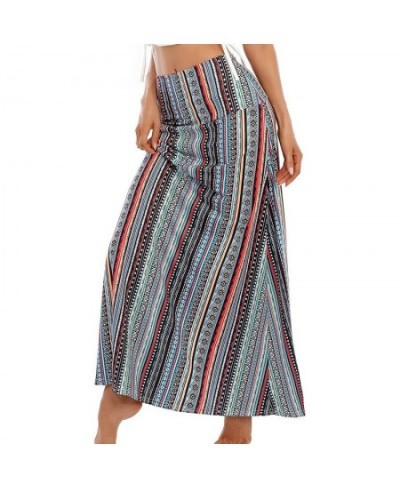 2022 Summe Woman Skirts High Waist Elastic Mujer Faldas Beach Holiday Bohemian Print Vintage Midi Skirt Casual Female Faldas ...