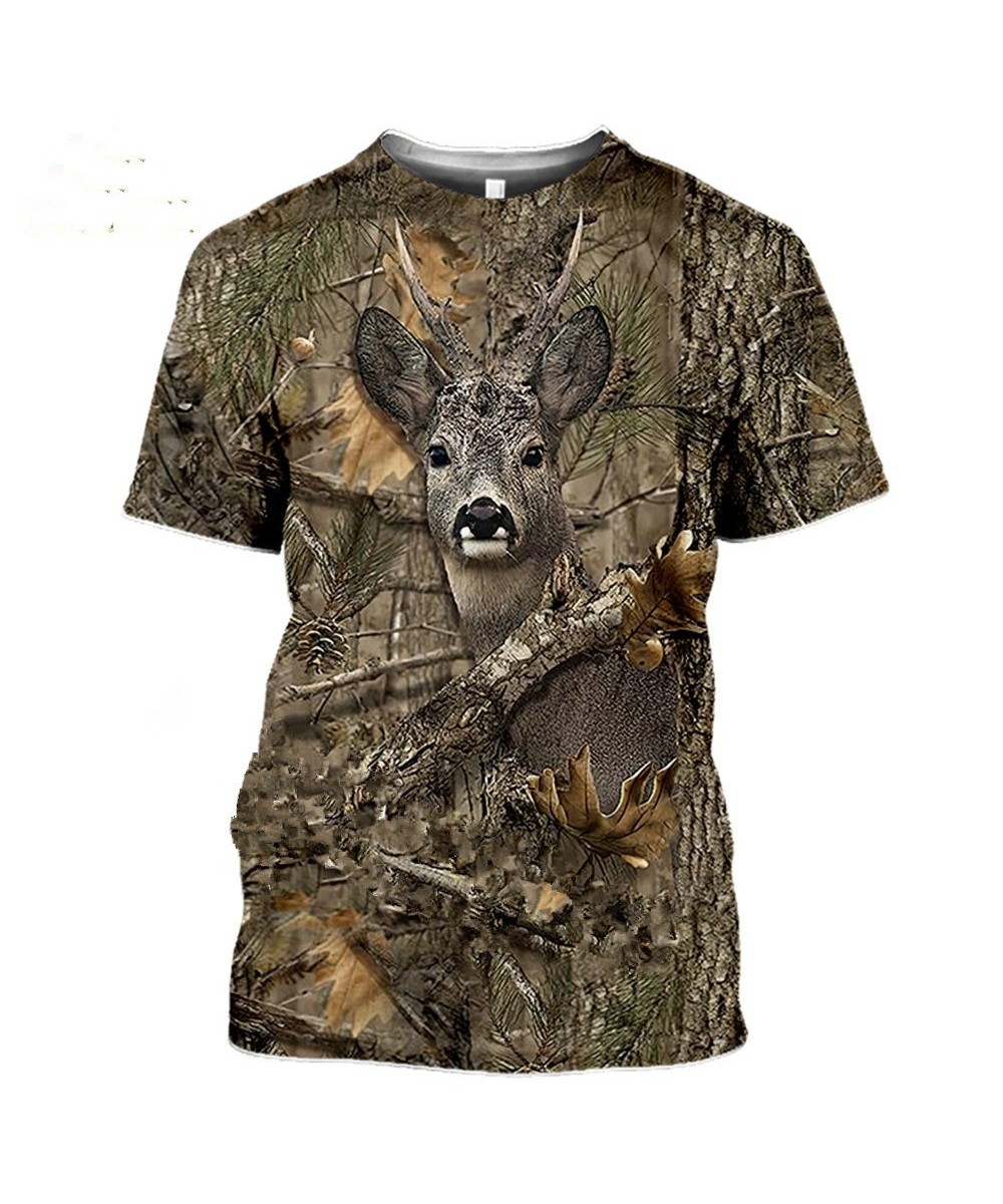 Camouflage Hunting Animal Wild Boar 3d T-shirt Summer Casual Men's T-shirt Fashion Street Women's Pullover Short Sleeve $23.2...