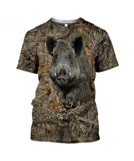 Camouflage Hunting Animal Wild Boar 3d T-shirt Summer Casual Men's T-shirt Fashion Street Women's Pullover Short Sleeve $23.2...