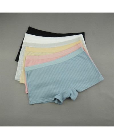 2 Pcs Ribbed Cotton Boyshort Women Sports Panties Ladies Sexy Boxer Shorts Solid Color Middle Waist Underwear $15.58 - Underwear