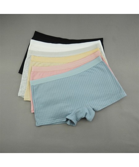 2 Pcs Ribbed Cotton Boyshort Women Sports Panties Ladies Sexy Boxer Shorts Solid Color Middle Waist Underwear $15.58 - Underwear