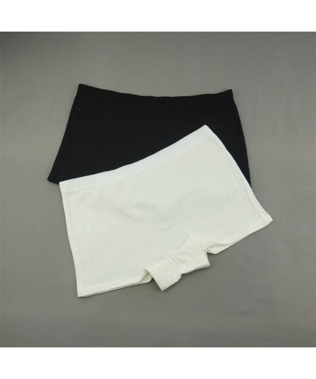 2 Pcs Ribbed Cotton Boyshort Women Sports Panties Ladies Sexy Boxer Shorts Solid Color Middle Waist Underwear $15.58 - Underwear