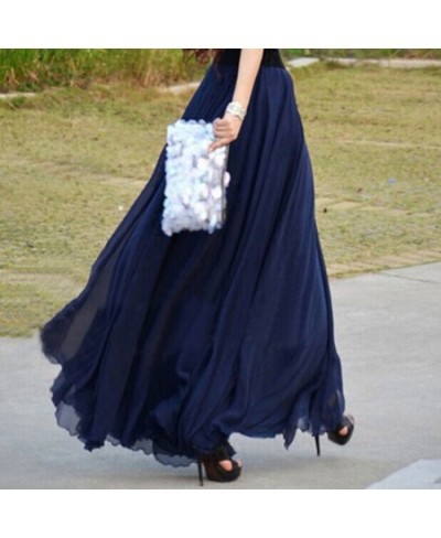 Fashion Women Chiffon Long Skirts High Waist Floor Length Ruffles White Summer Boho Maxi Skirt Saia Longa Faldas $42.06 - Skirts