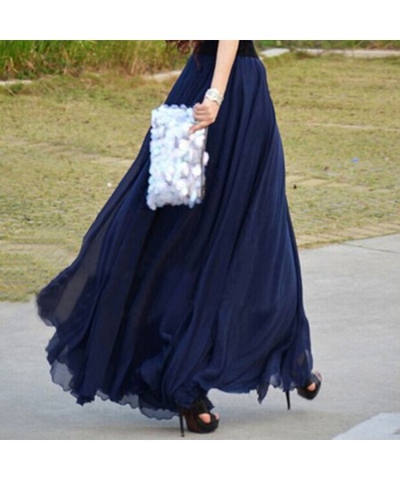 Fashion Women Chiffon Long Skirts High Waist Floor Length Ruffles White Summer Boho Maxi Skirt Saia Longa Faldas $42.06 - Skirts