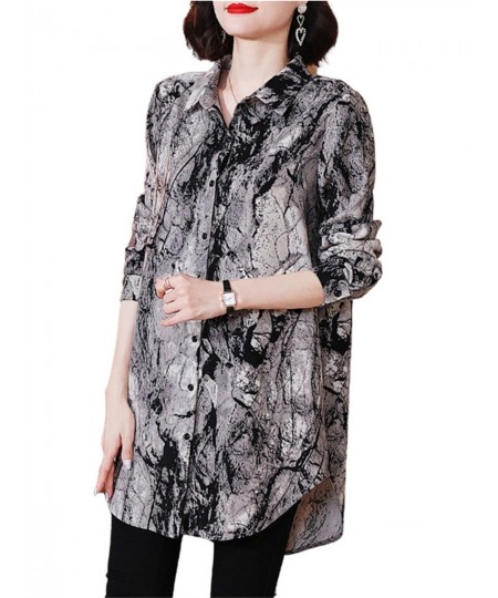 5XL Loose Women Spring Summer Shirts Lady Fashion Casual Long Sleeve Turn-down Collar Printing Blusas Tops TT2030 $38.36 - Wo...