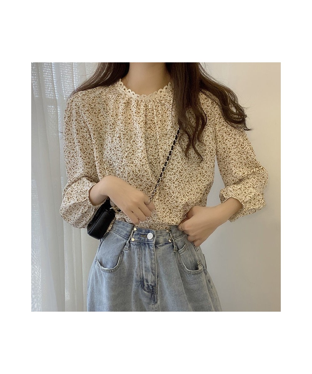 Long Sleeve Blouses Women Tops Soft Ins Floral Lace New Retro Fashion College Office Camisa De Gasa Vintage Loose Spring Femm...