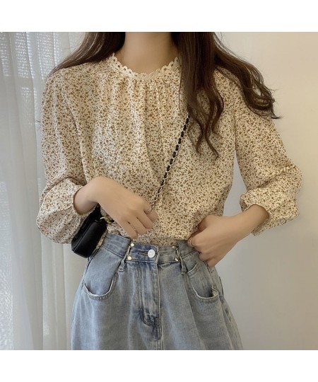 Long Sleeve Blouses Women Tops Soft Ins Floral Lace New Retro Fashion College Office Camisa De Gasa Vintage Loose Spring Femm...