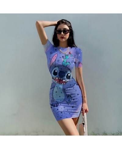 2022 Stitch Anime Cartoon Print Sexy Skinny Dress Summer Fashion Bag Hip Beach Party High Street Dress Everyday Dress $25.05 ...