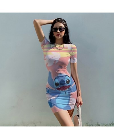 2022 Stitch Anime Cartoon Print Sexy Skinny Dress Summer Fashion Bag Hip Beach Party High Street Dress Everyday Dress $25.05 ...