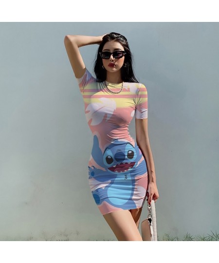 2022 Stitch Anime Cartoon Print Sexy Skinny Dress Summer Fashion Bag Hip Beach Party High Street Dress Everyday Dress $25.05 ...