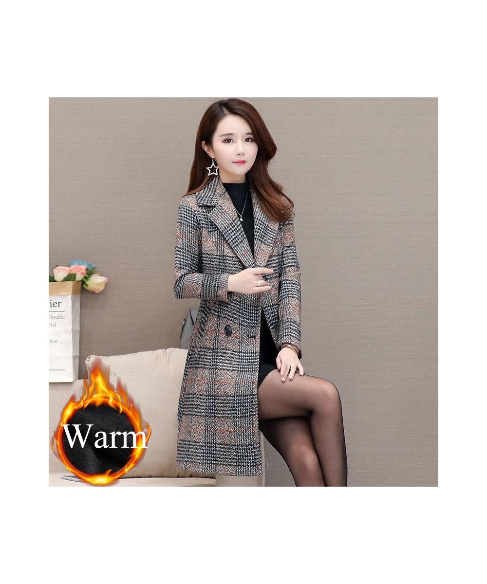 Winter Plaid Add Velvet Woolen Balzer Women Thicken Vintage Casual Mid-long Coats Oversized 5XL Double Breasted Long Overcoat...