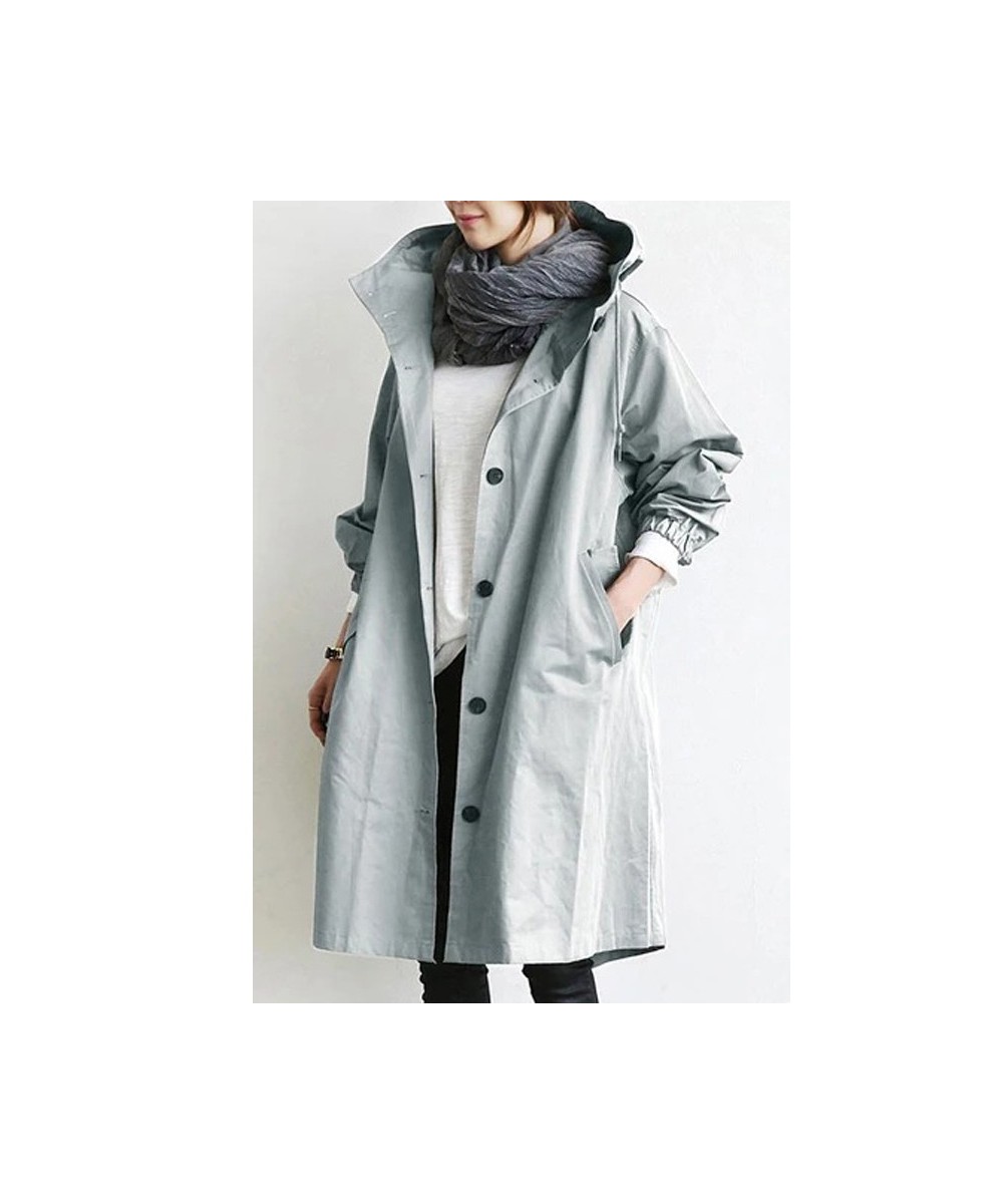 Women's Trench Coat Korean Long Female Coat Autumn Top Solid Pocket Casual Trench Women Clothing Loose England Style Jacke $4...