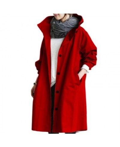 Women's Trench Coat Korean Long Female Coat Autumn Top Solid Pocket Casual Trench Women Clothing Loose England Style Jacke $4...