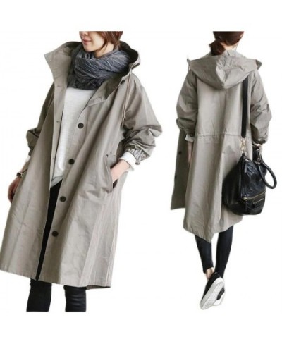 Women's Trench Coat Korean Long Female Coat Autumn Top Solid Pocket Casual Trench Women Clothing Loose England Style Jacke $4...