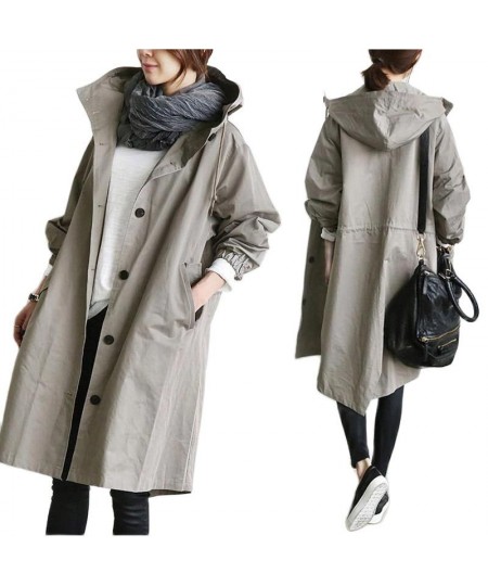 Women's Trench Coat Korean Long Female Coat Autumn Top Solid Pocket Casual Trench Women Clothing Loose England Style Jacke $4...