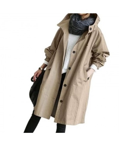 Women's Trench Coat Korean Long Female Coat Autumn Top Solid Pocket Casual Trench Women Clothing Loose England Style Jacke $4...