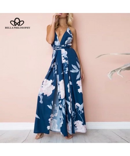 2023 spring women full length jumpsuits loose print backless female rompers V Neck sexy ladies fashion rompers $51.44 - Jumps...