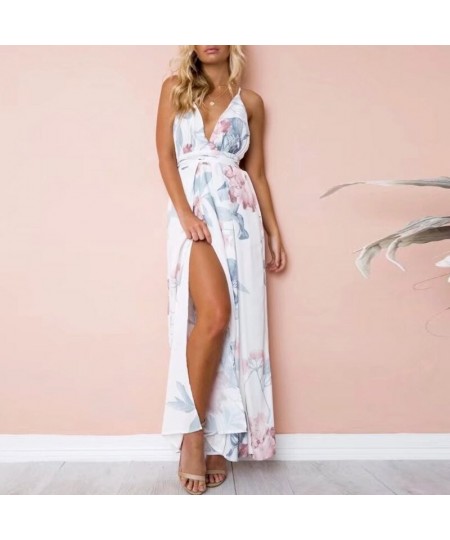 2023 spring women full length jumpsuits loose print backless female rompers V Neck sexy ladies fashion rompers $51.44 - Jumps...