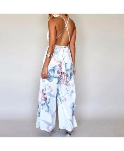 2023 spring women full length jumpsuits loose print backless female rompers V Neck sexy ladies fashion rompers $51.44 - Jumps...