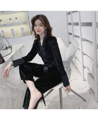 2023 Women Long Sleeve Casual Rompers Overalls Elegant Office Ladies Solid Long Pants Jumpsuits Autumn V Neck Velvet Jumpsuit...