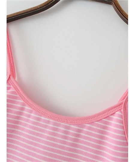 Casual Women Pink Striped Print Soft Cotton Tank 2022 Summer Fashion Ladies Vintage Slim Short Tops Female Chic Crop Top $23....