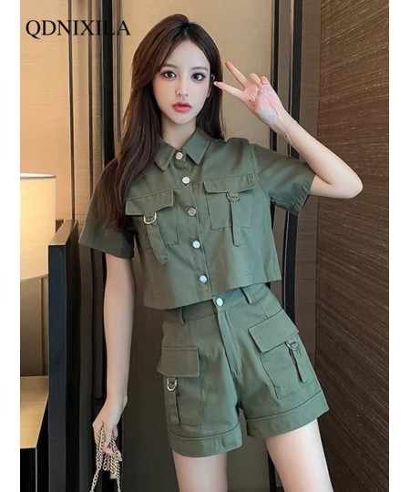 2023 Summer Cargo Women Short Sets Korean Style Fashion Elegant Matching Sets Casual 2 Piece Sets Women's Suit Outfit $41.20 ...