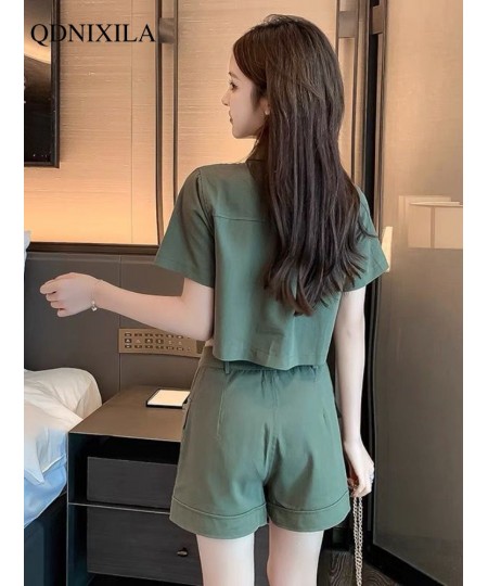 2023 Summer Cargo Women Short Sets Korean Style Fashion Elegant Matching Sets Casual 2 Piece Sets Women's Suit Outfit $41.20 ...