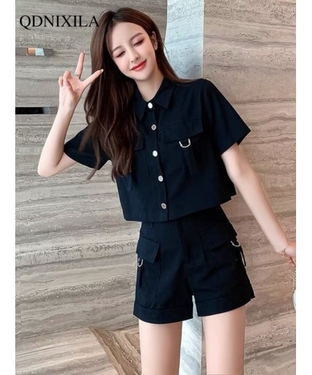 2023 Summer Cargo Women Short Sets Korean Style Fashion Elegant Matching Sets Casual 2 Piece Sets Women's Suit Outfit $41.20 ...