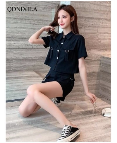 2023 Summer Cargo Women Short Sets Korean Style Fashion Elegant Matching Sets Casual 2 Piece Sets Women's Suit Outfit $41.20 ...