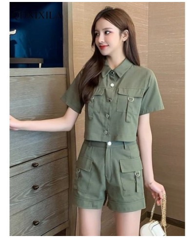 2023 Summer Cargo Women Short Sets Korean Style Fashion Elegant Matching Sets Casual 2 Piece Sets Women's Suit Outfit $41.20 ...