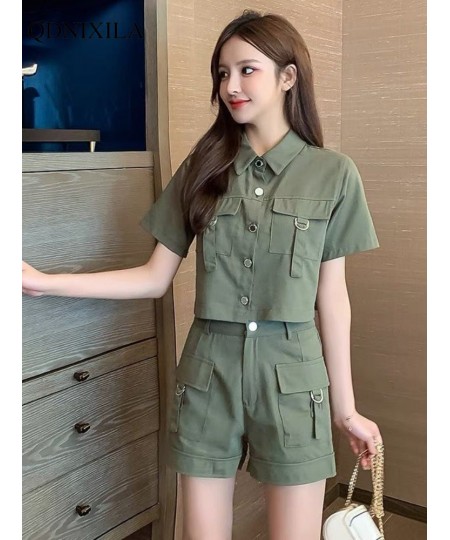 2023 Summer Cargo Women Short Sets Korean Style Fashion Elegant Matching Sets Casual 2 Piece Sets Women's Suit Outfit $41.20 ...