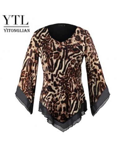 Leopard Printed Mesh Irregular T Shirt Plus Size Women's Blouse Classical Elegant Stylish Tops H434 $41.44 - Plus Size Clothes