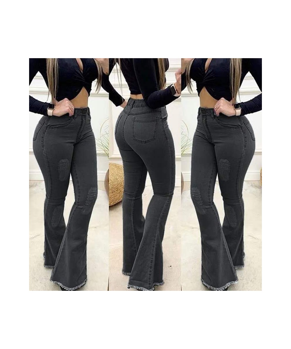 2023 High Waist Ripped Jeans For Women Fashion Slim Hip Lift Stretch Denim Flared Pants Casual Female Clothing S-3XL $46.53 -...