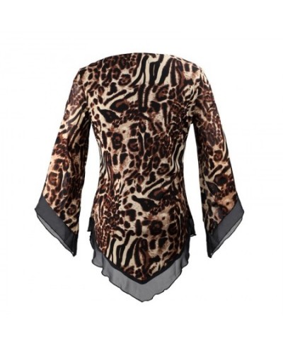 Leopard Printed Mesh Irregular T Shirt Plus Size Women's Blouse Classical Elegant Stylish Tops H434 $41.44 - Plus Size Clothes