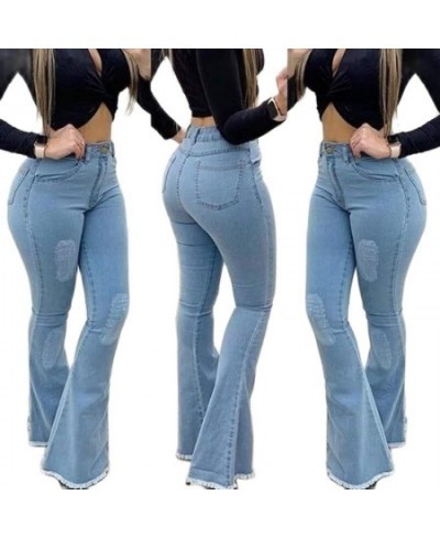 2023 High Waist Ripped Jeans For Women Fashion Slim Hip Lift Stretch Denim Flared Pants Casual Female Clothing S-3XL $46.53 -...